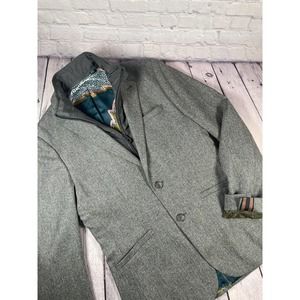 Ted Baker Herringbone Gray Blazer Jacket Coat Zip Lining Ted Sz 2 Small NWT*